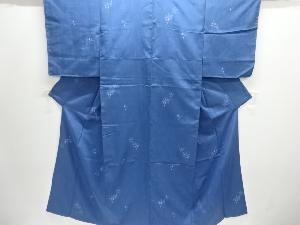 未使用品　仕立て上がり　笹竜胆模様織り出し縦節紬着物